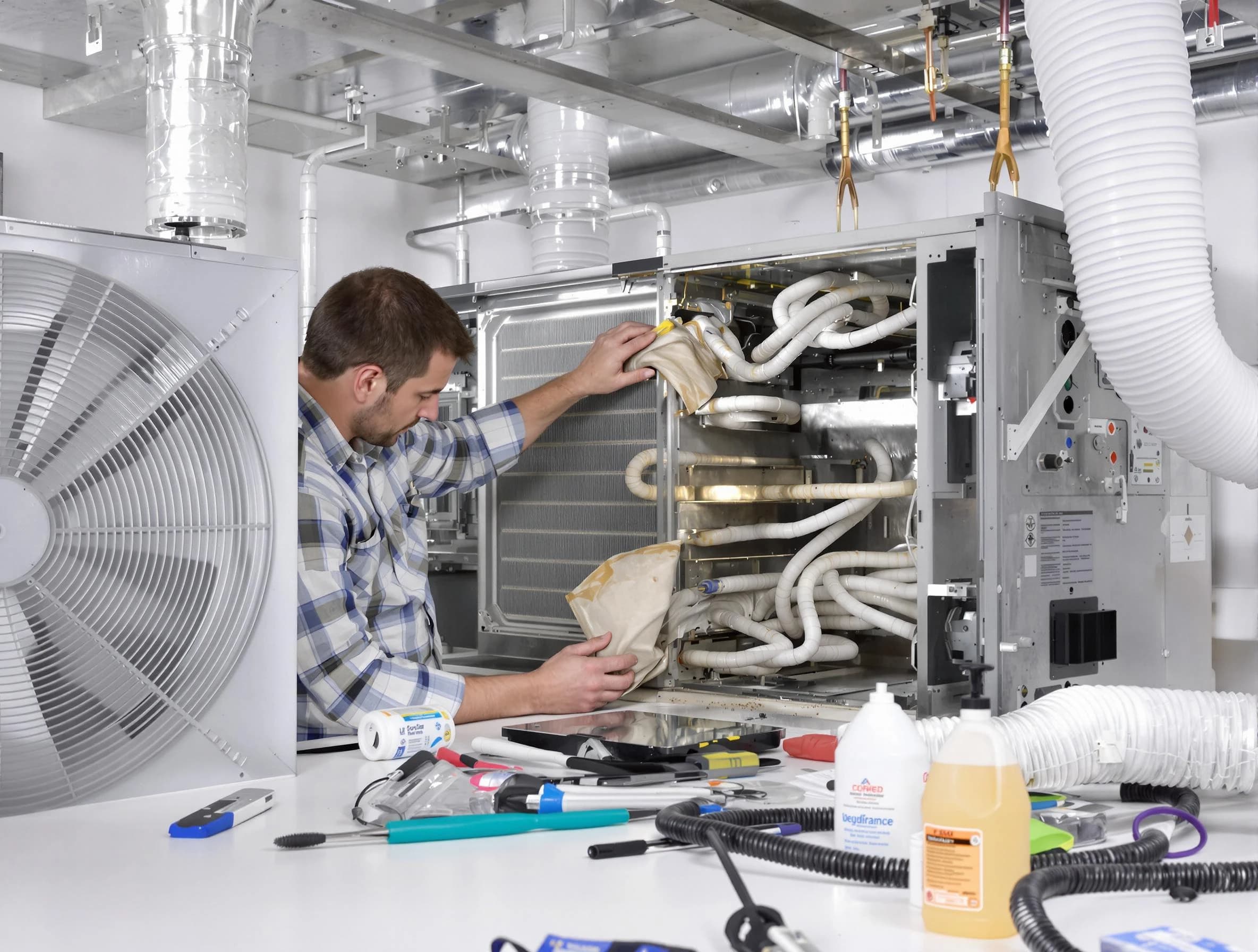 Forestdale Air Duct Cleaning specialist performing precision AC coil cleaning in Forestdale