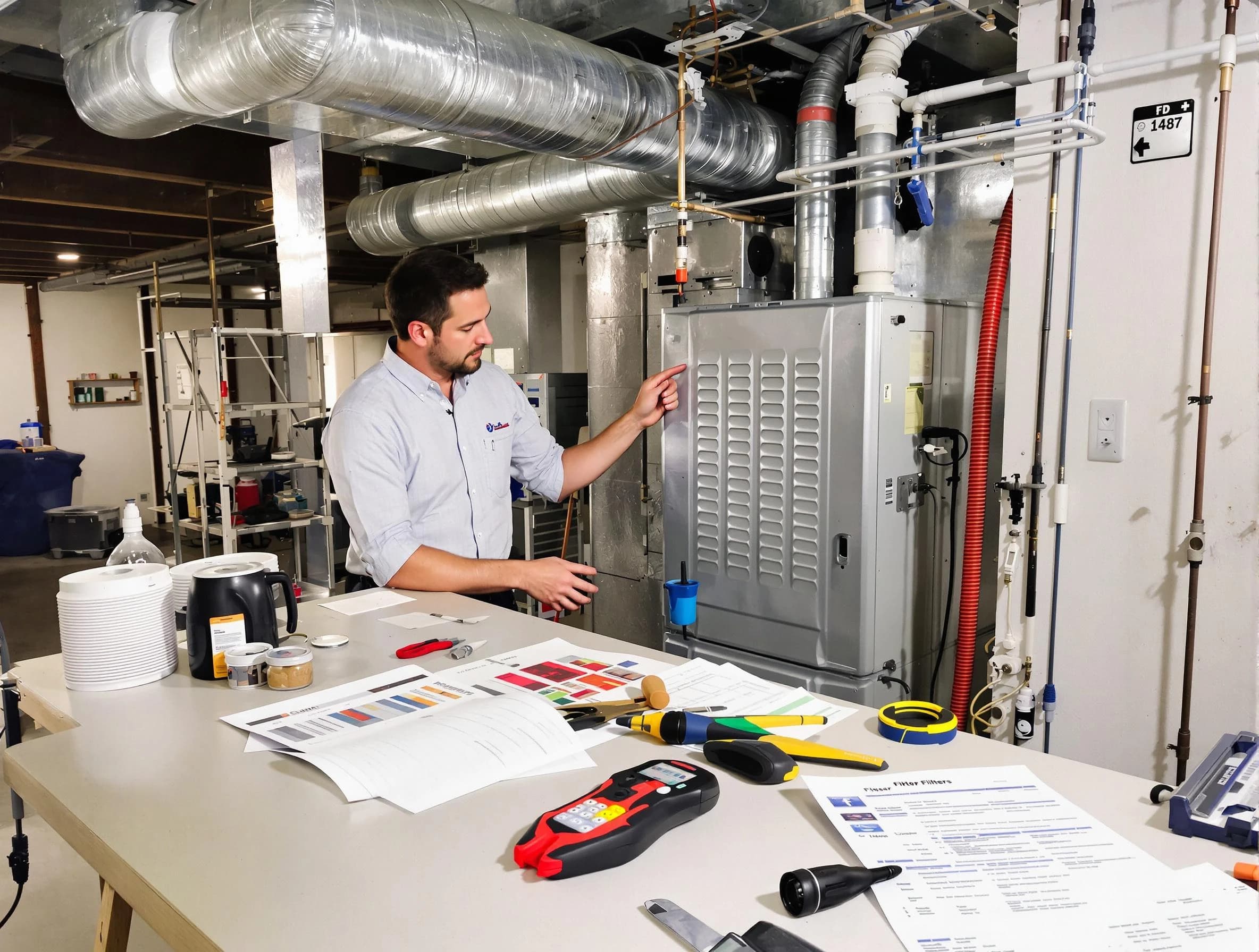 Forestdale Air Duct Cleaning inspector conducting detailed filter system evaluation using professional diagnostic tools in Forestdale