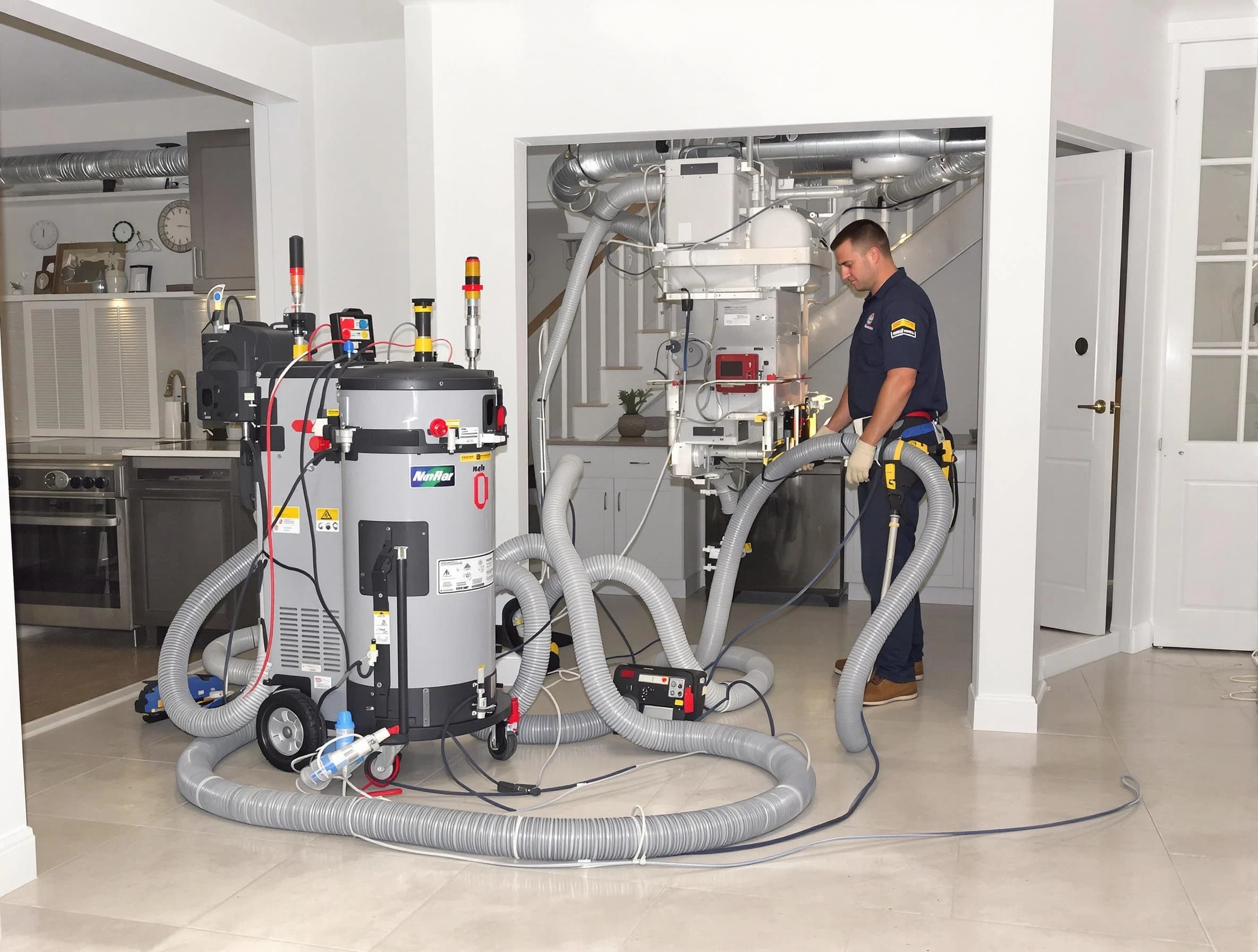 Forestdale Air Duct Cleaning technician operating negative pressure cleaning equipment for thorough duct maintenance in Forestdale