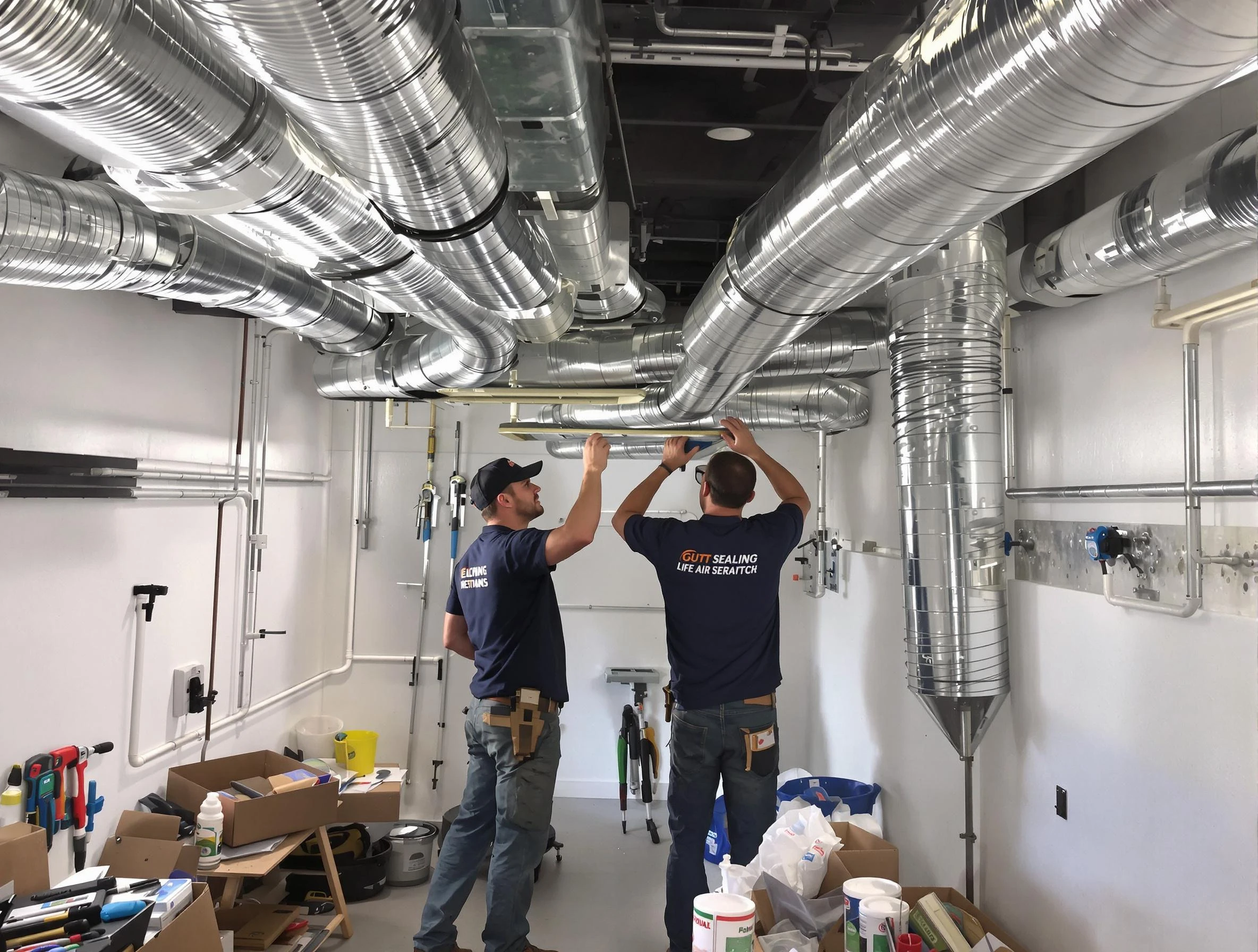 Forestdale Air Duct Cleaning technician applying professional duct sealing solutions in Forestdale