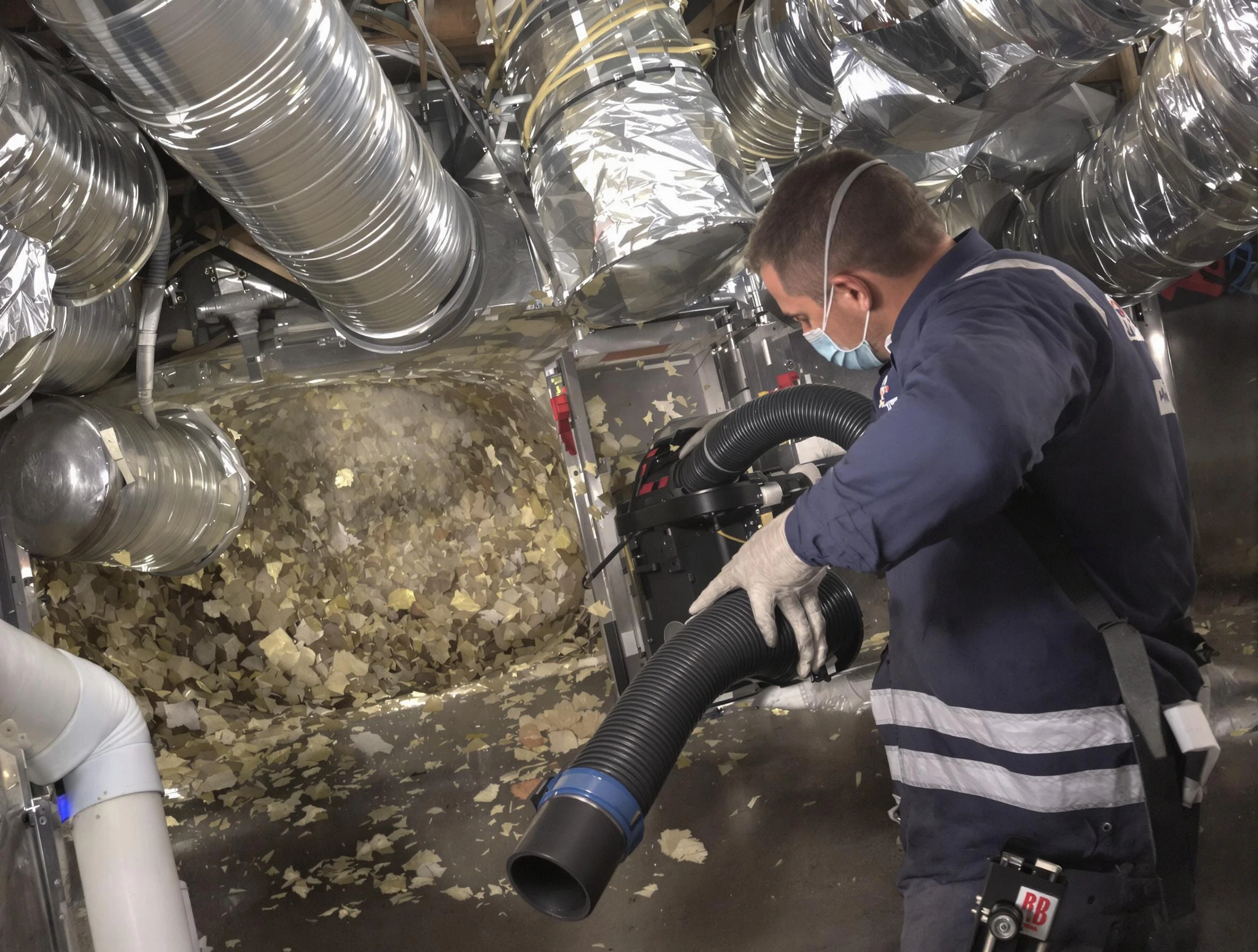 Forestdale Air Duct Cleaning specialist operating negative pressure cleaning equipment for thorough duct maintenance in Forestdale